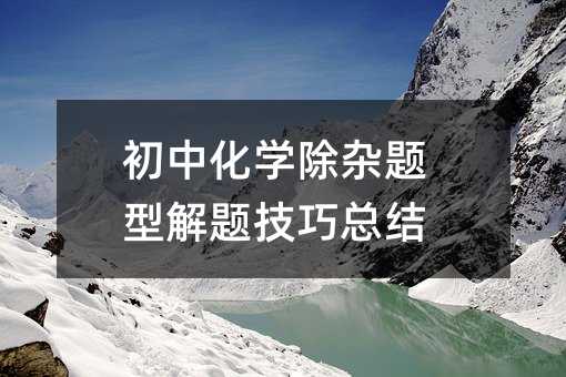 初中化学除杂题型解题技巧总结
